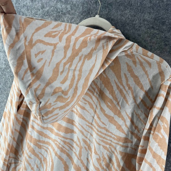 SUNDRY Hoodie XS Orange Zebra Print Long Sleeve Pullover Knit - Picture 7 of 14